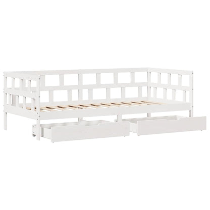 Slaapbank Met Lades Massief Grenenhout 80 x 200 cm Wit