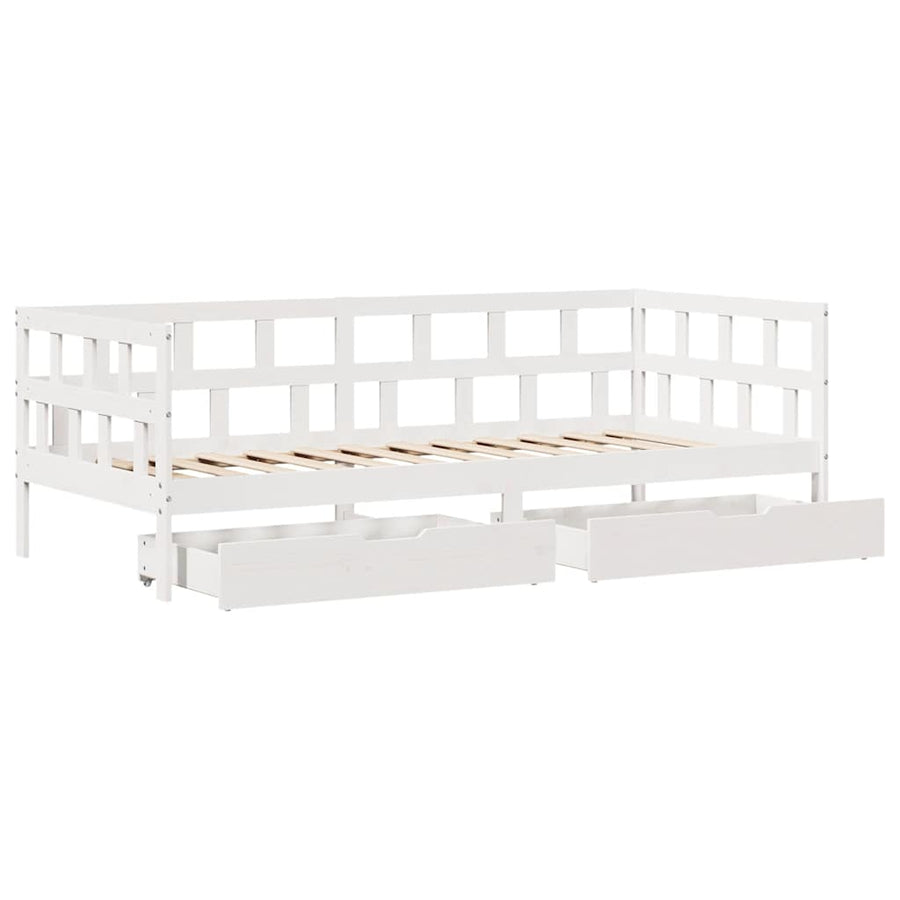 Slaapbank Met Lades Massief Grenenhout 80 x 200 cm Wit