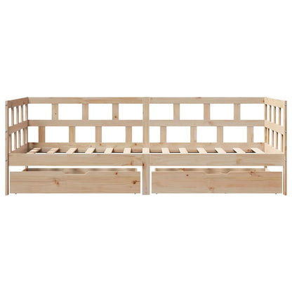 Slaapbank Met Lades Massief Grenenhout 90 x 190 cm Naturel