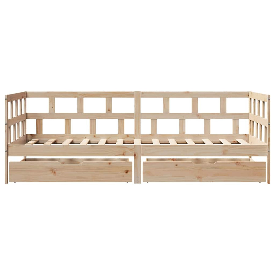 Slaapbank Met Lades Massief Grenenhout 90 x 190 cm Naturel