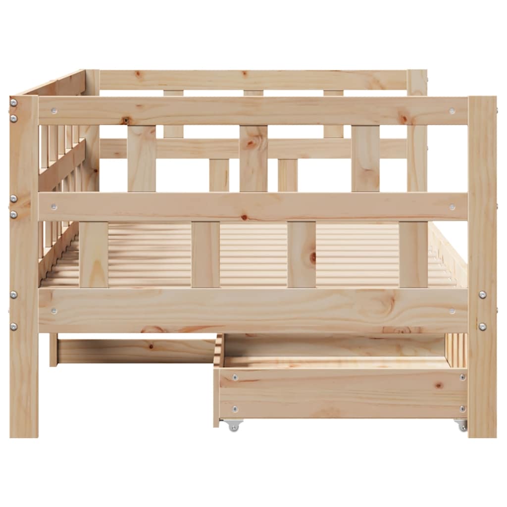 Slaapbank Met Lades Massief Grenenhout 90 x 190 cm Naturel