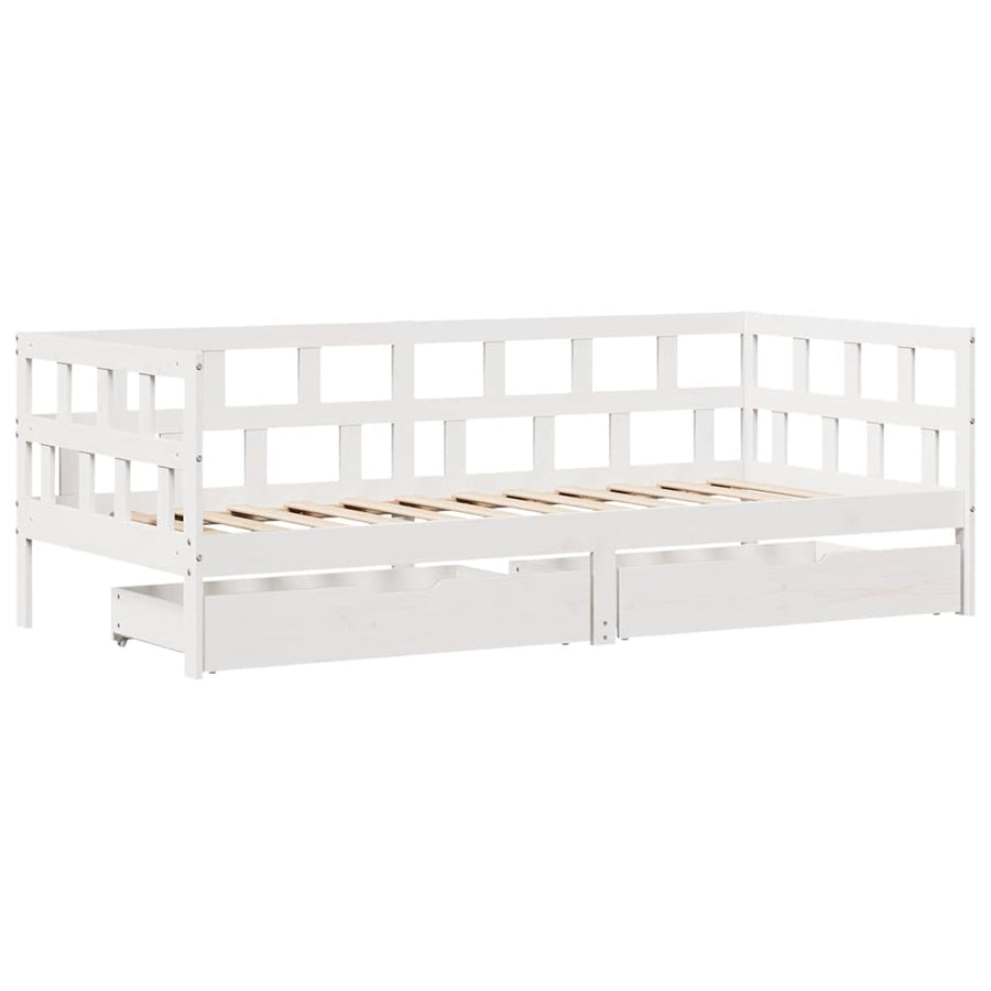 Slaapbank Met Lades Massief Grenenhout 90 x 190 cm Wit
