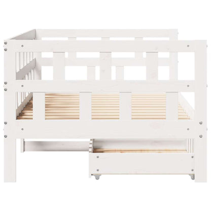 Slaapbank Met Lades Massief Grenenhout 90 x 190 cm Wit