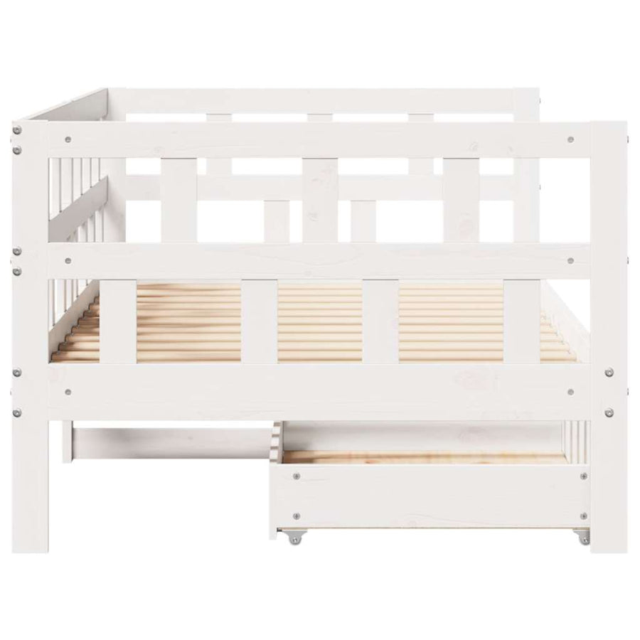 Slaapbank Met Lades Massief Grenenhout 90 x 190 cm Wit