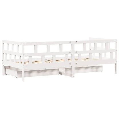 Slaapbank Met Lades Massief Grenenhout 90 x 190 cm Wit