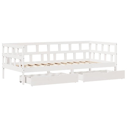 Slaapbank Met Lades Massief Grenenhout 90 x 190 cm Wit