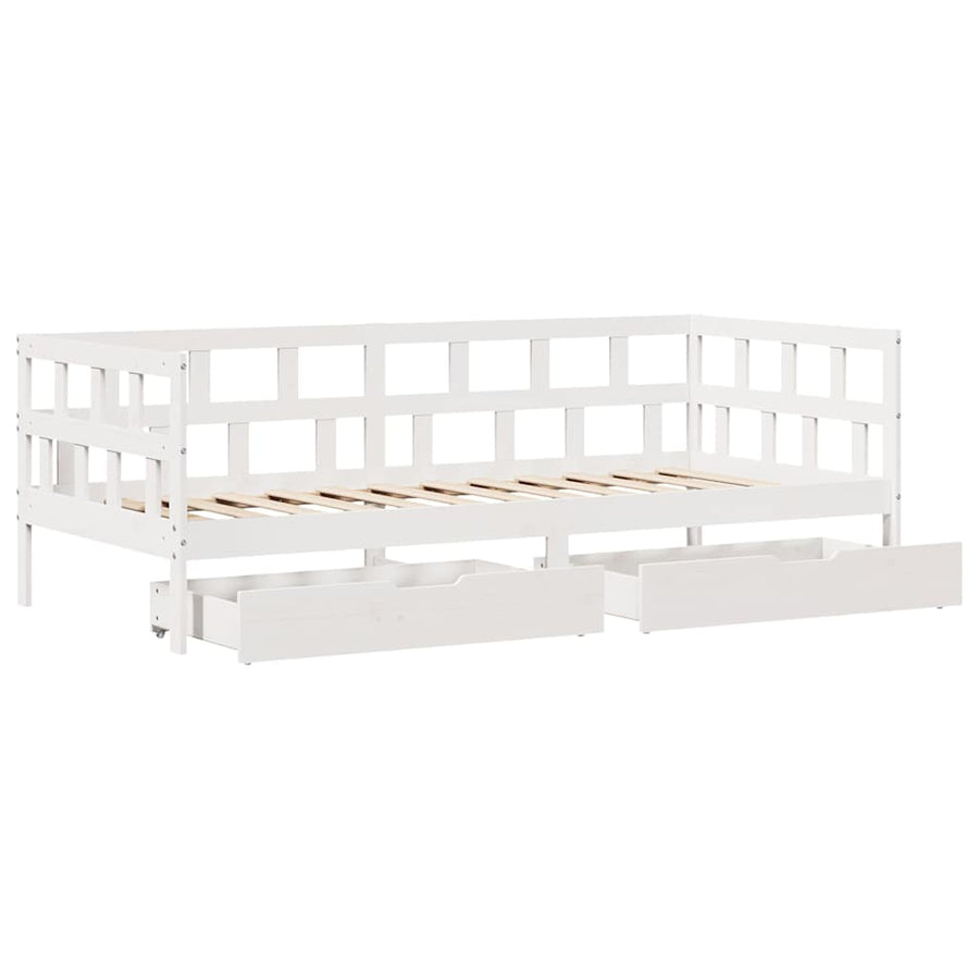 Slaapbank Met Lades Massief Grenenhout 90 x 190 cm Wit