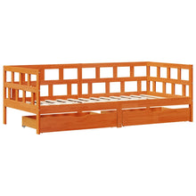 Slaapbank met lades 80x200 cm massief grenenhout wasbruin