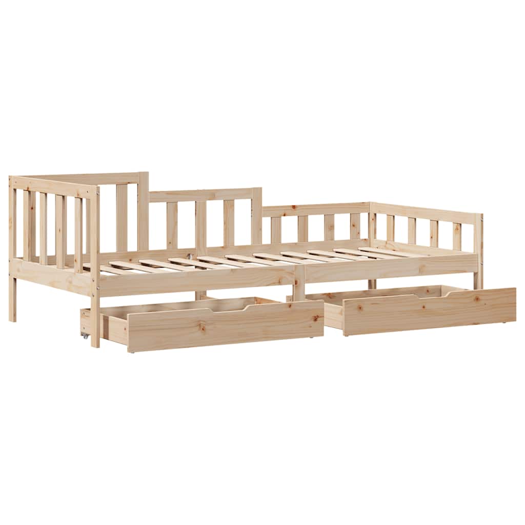 Slaapbank met lades 80x200 cm massief grenenhout