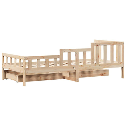 Slaapbank met lades 80x200 cm massief grenenhout