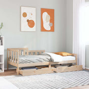 Sofa bed with drawers 80x200 cm solid pine wood