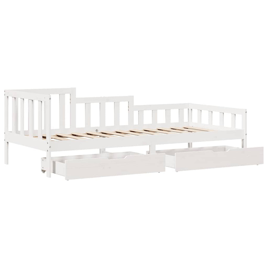 Slaapbank met lades 80x200 cm massief grenenhout wit