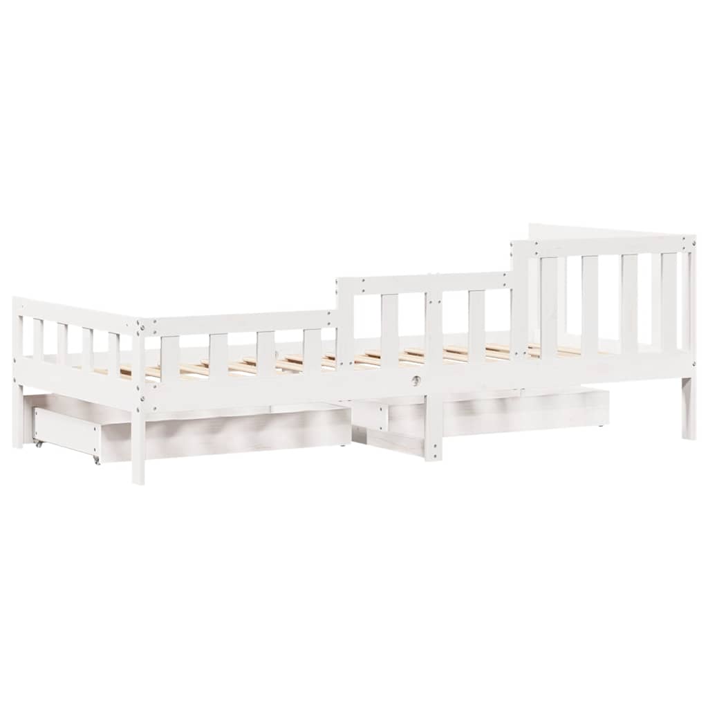 Slaapbank met lades 80x200 cm massief grenenhout wit