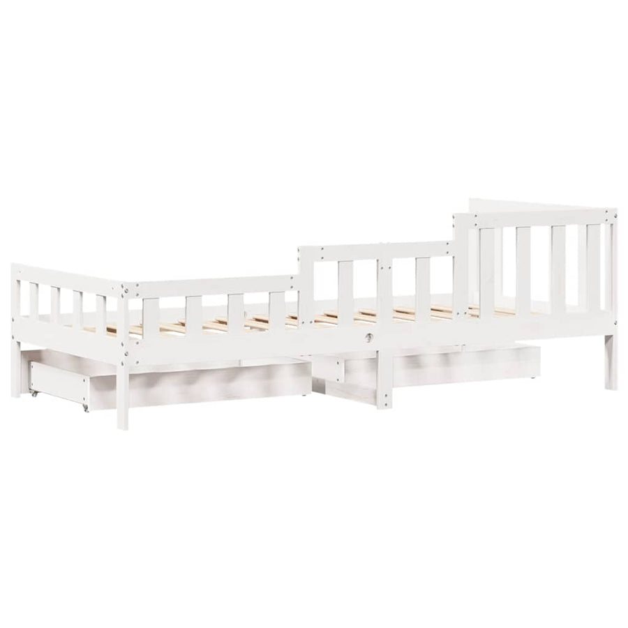 Slaapbank met lades 80x200 cm massief grenenhout wit