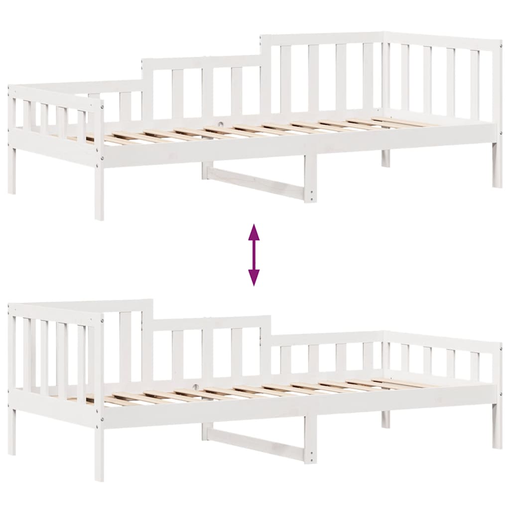 Slaapbank met lades 80x200 cm massief grenenhout wit