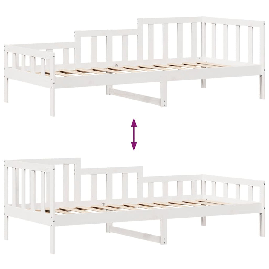 Slaapbank met lades 80x200 cm massief grenenhout wit