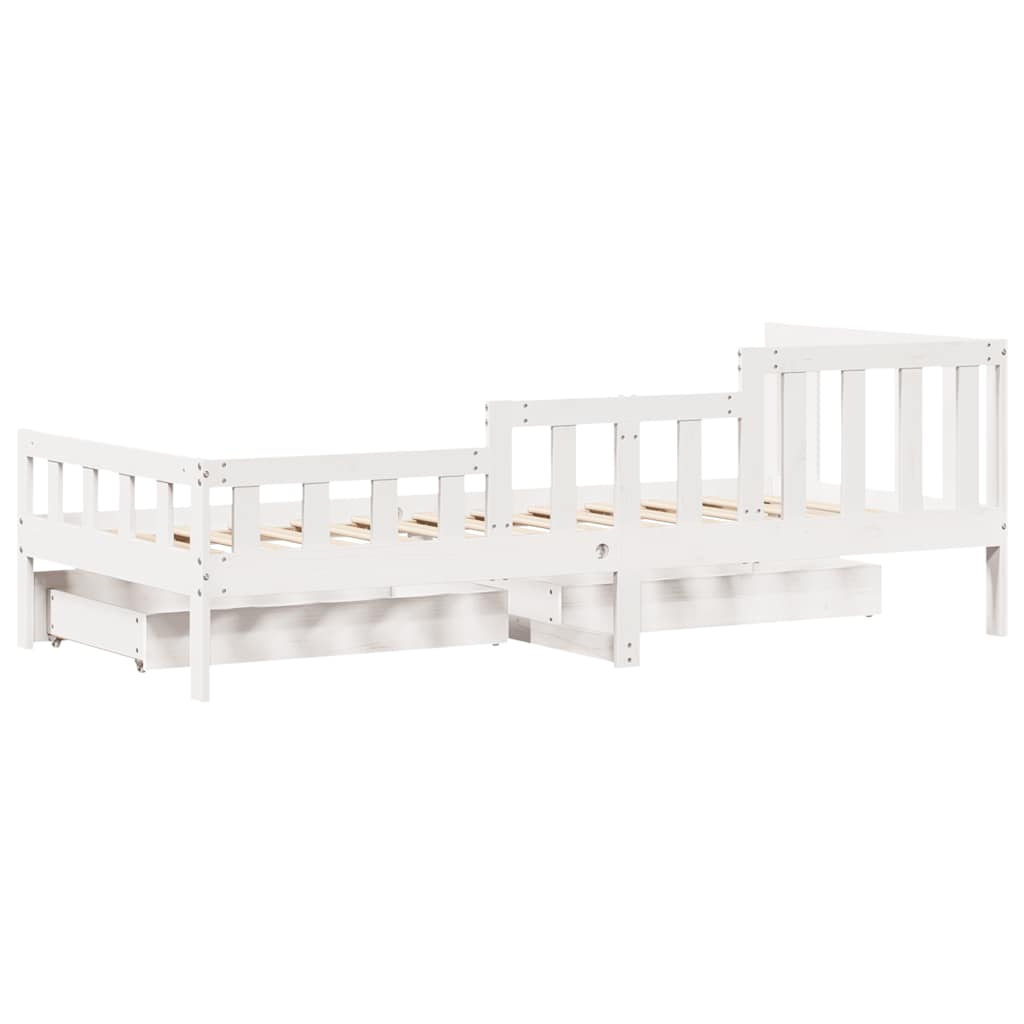 Slaapbank met lades 90x200 cm massief grenenhout wit
