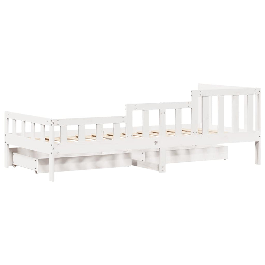 Slaapbank met lades 90x200 cm massief grenenhout wit