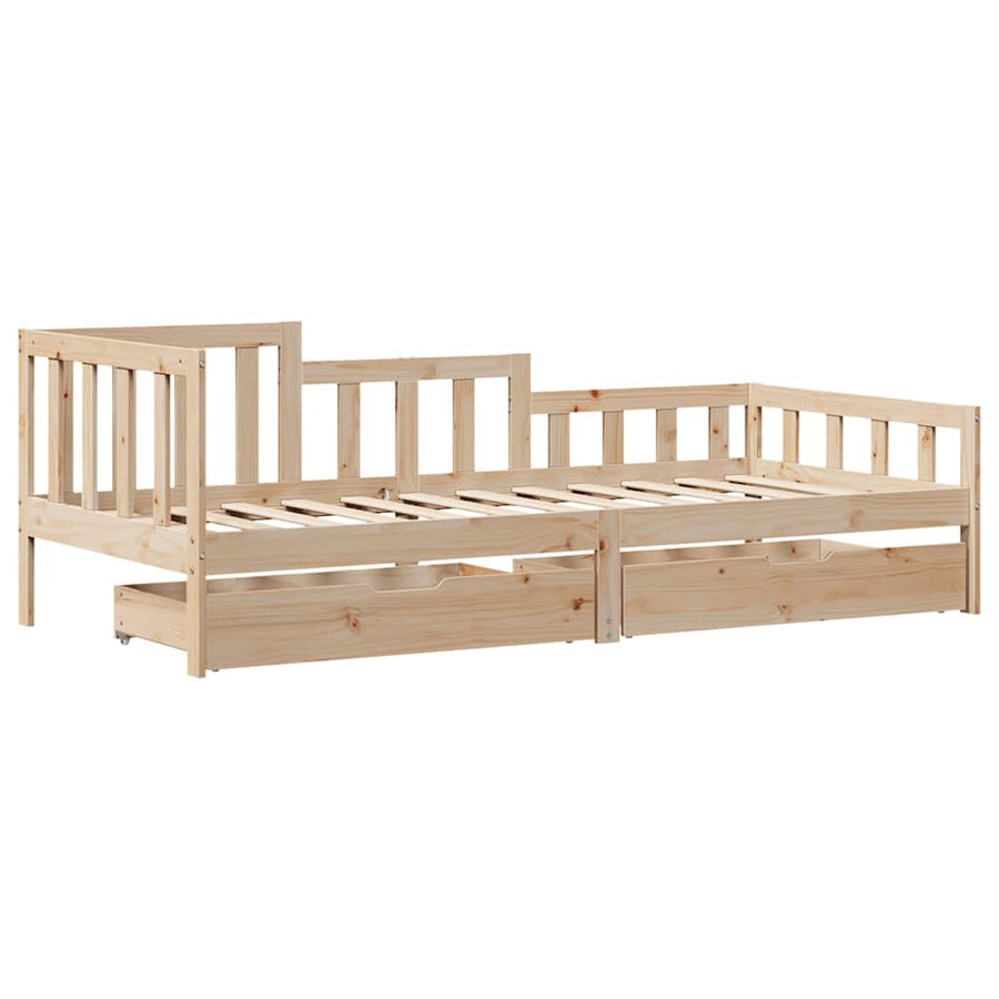 Slaapbank met lades 90x190 cm massief grenenhout