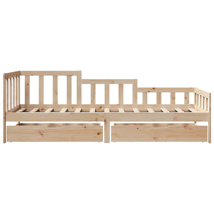 Slaapbank met lades 90x190 cm massief grenenhout