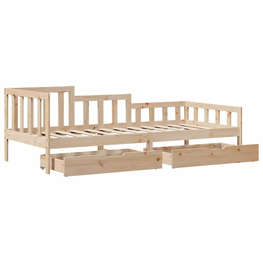 Slaapbank met lades 90x190 cm massief grenenhout