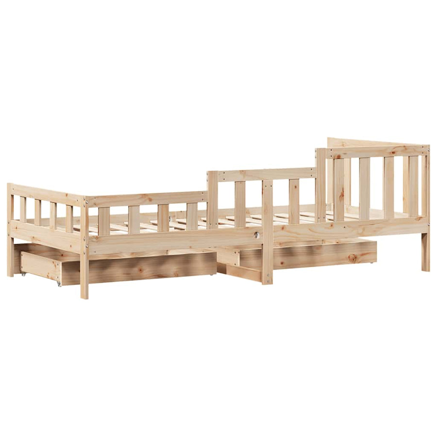 Slaapbank met lades 90x190 cm massief grenenhout