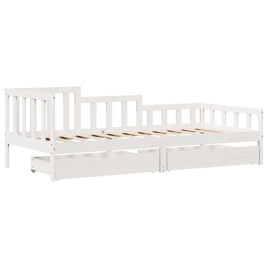 Slaapbank met lades 80x200 cm massief grenenhout wit