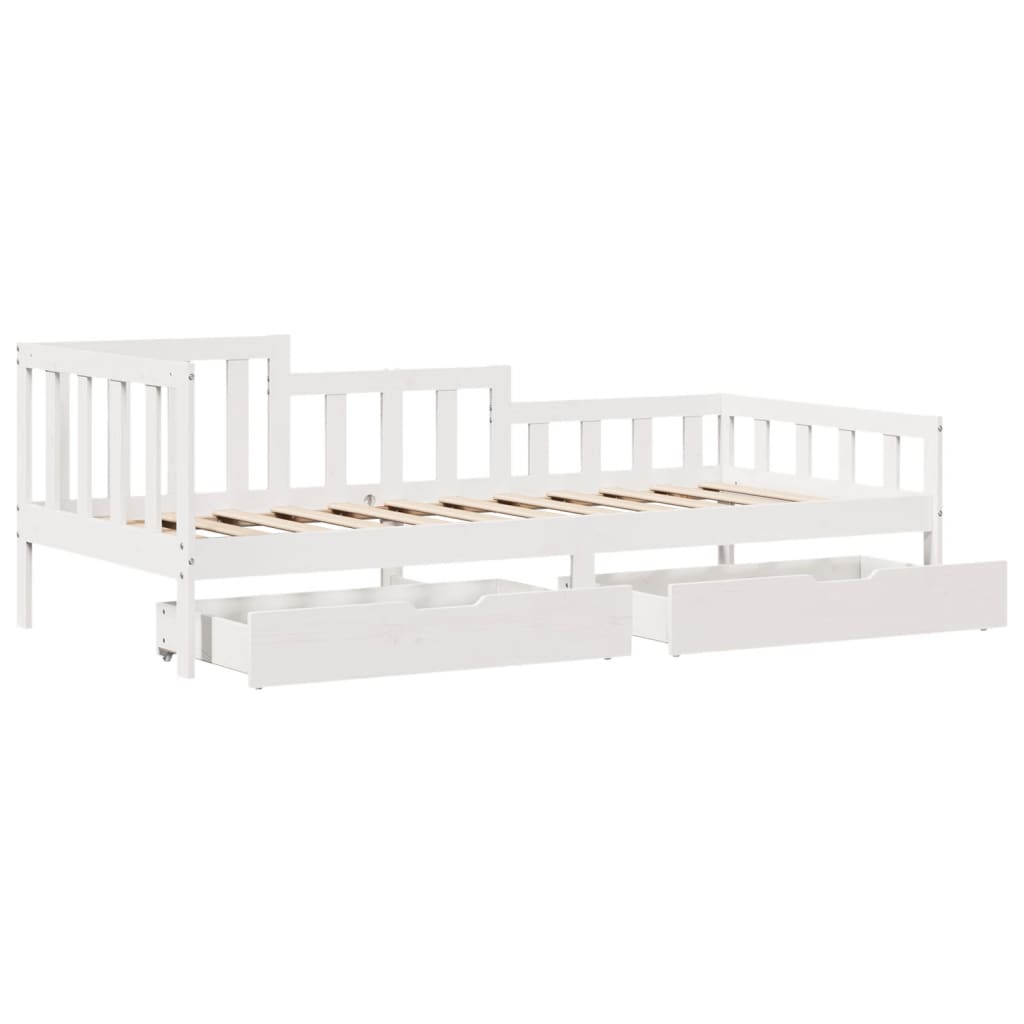 Slaapbank met lades 80x200 cm massief grenenhout wit