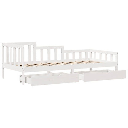 Slaapbank met lades 80x200 cm massief grenenhout wit