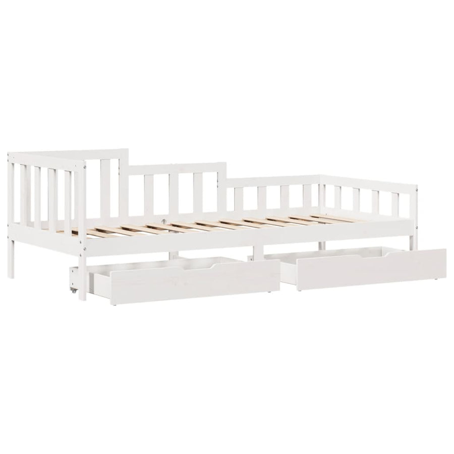 Slaapbank met lades 80x200 cm massief grenenhout wit