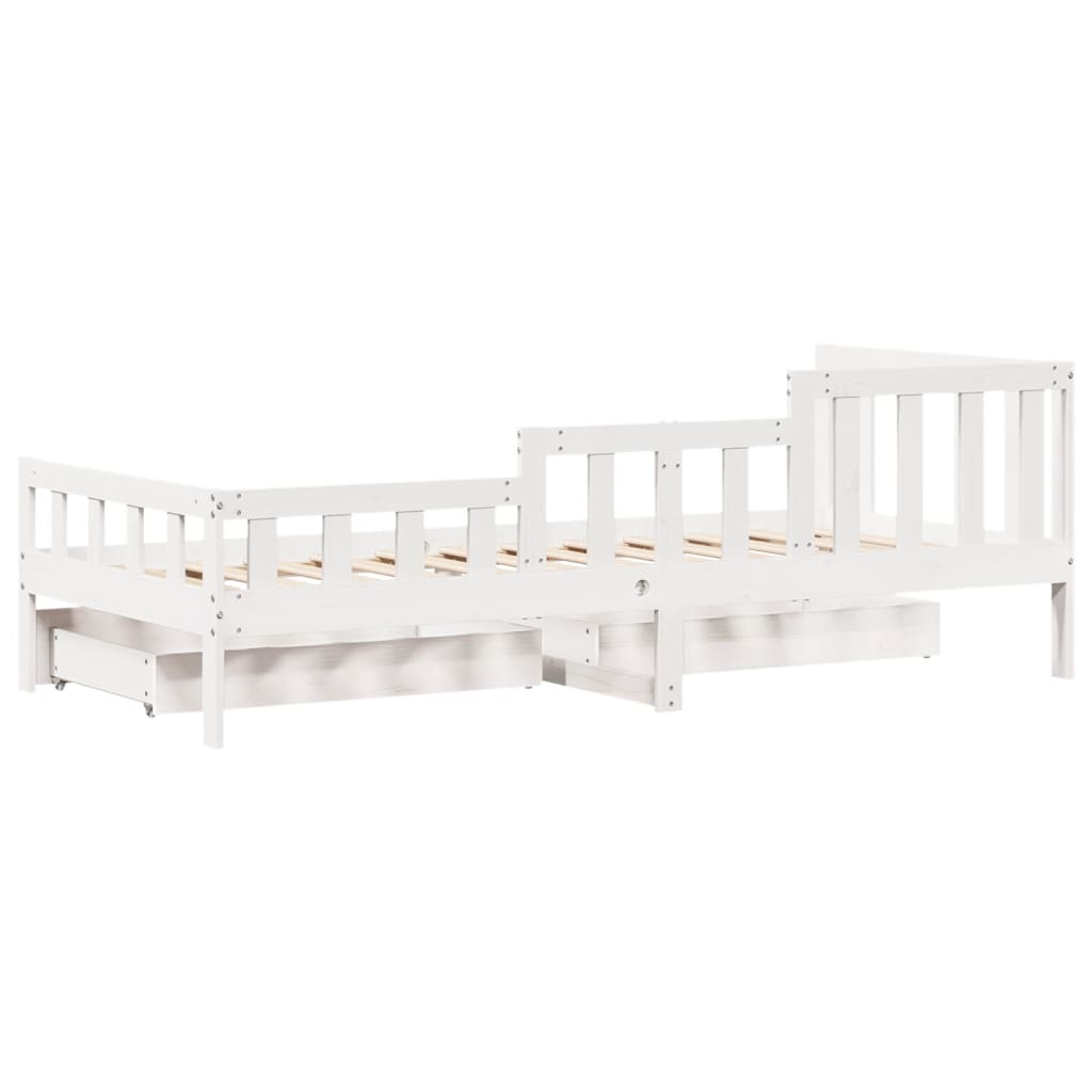 Slaapbank met lades 80x200 cm massief grenenhout wit