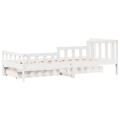 Slaapbank met lades 80x200 cm massief grenenhout wit