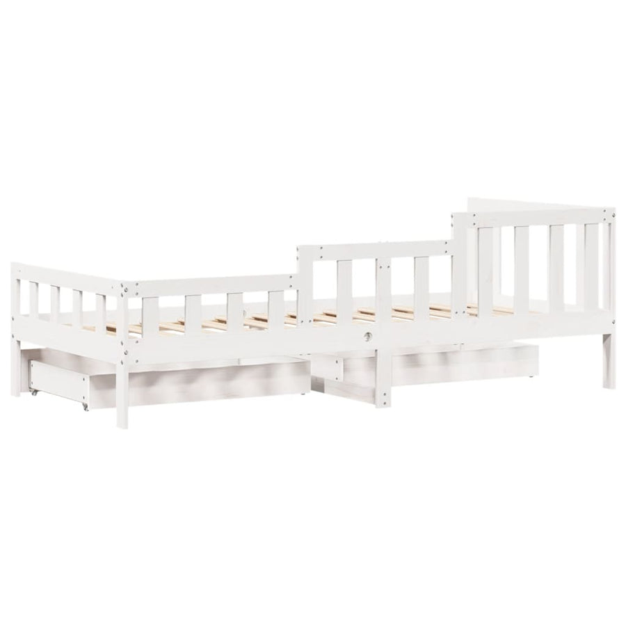 Slaapbank met lades 80x200 cm massief grenenhout wit