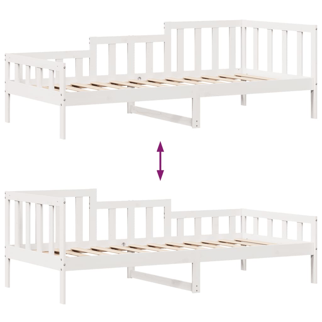 Slaapbank met lades 80x200 cm massief grenenhout wit