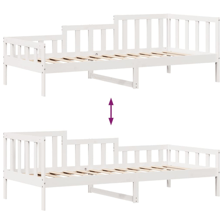 Slaapbank met lades 80x200 cm massief grenenhout wit