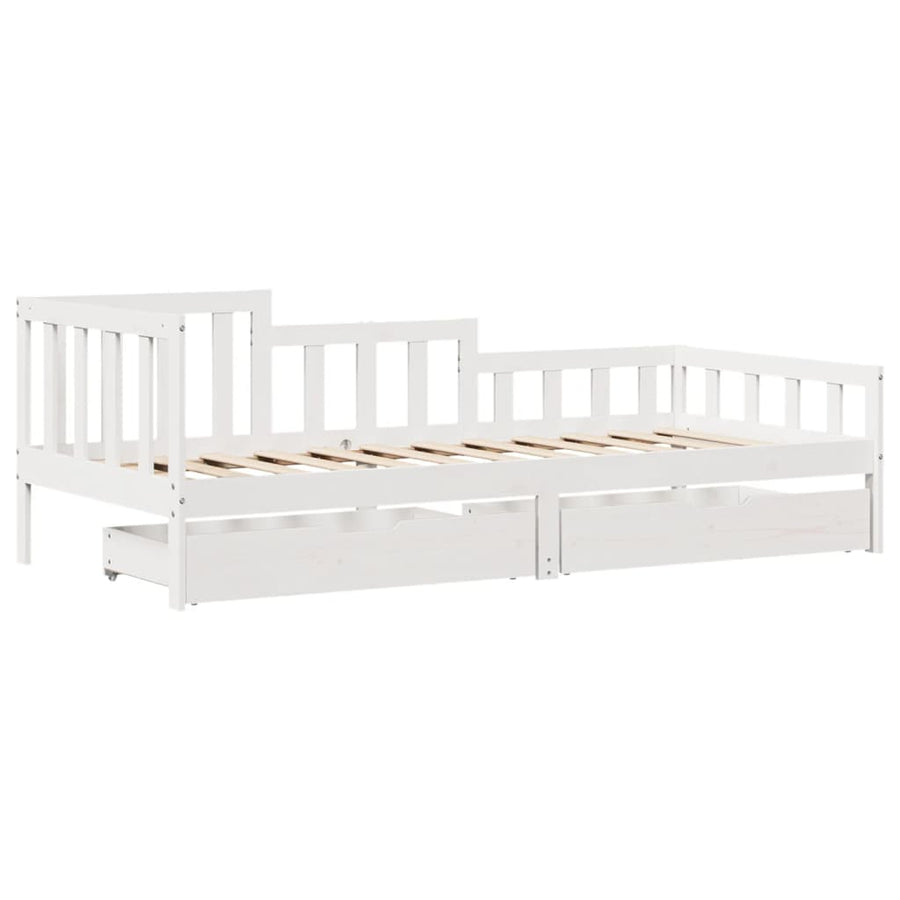 Slaapbank met lades 90x200 cm massief grenenhout wit