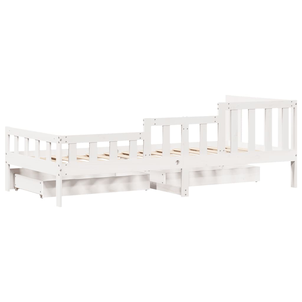 Slaapbank met lades 90x200 cm massief grenenhout wit