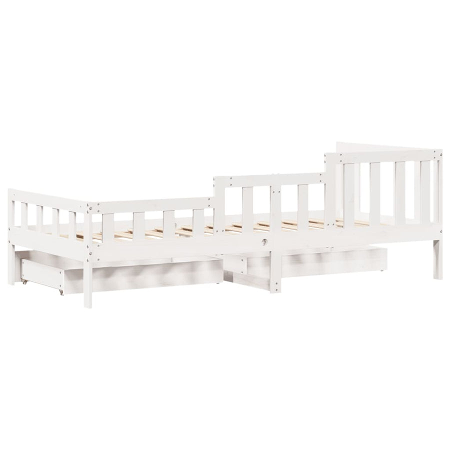 Slaapbank met lades 90x200 cm massief grenenhout wit
