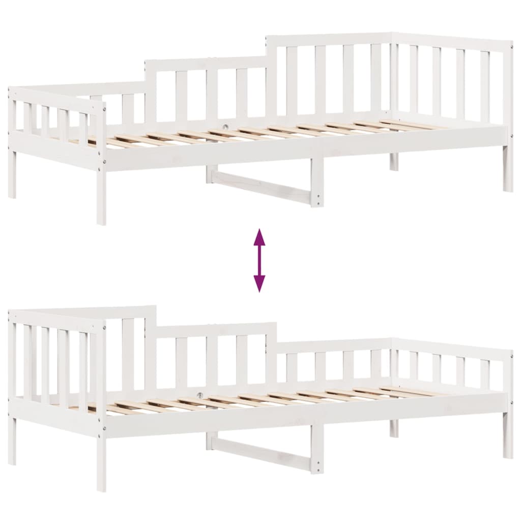 Slaapbank met lades 90x200 cm massief grenenhout wit