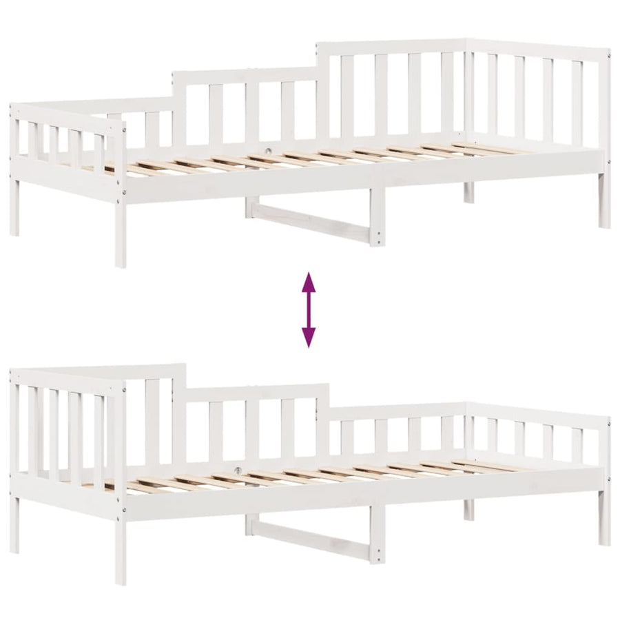 Slaapbank met lades 90x200 cm massief grenenhout wit