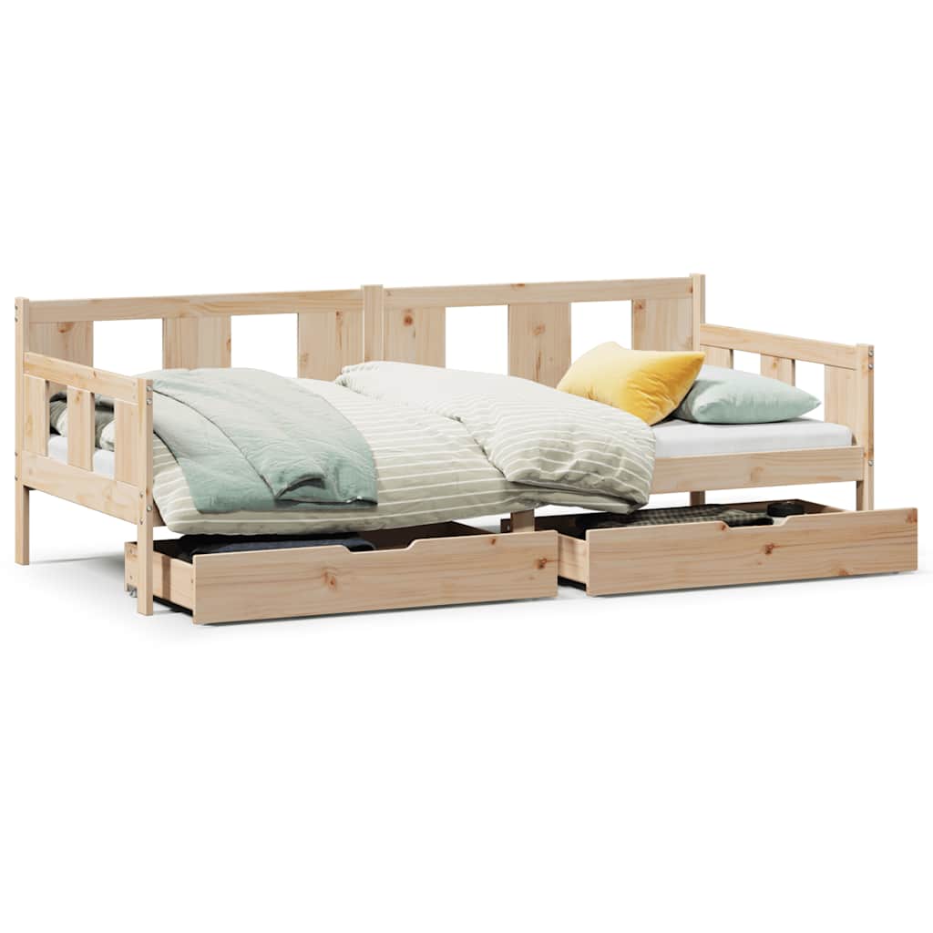 Slaapbank Met Lades Massief Grenenhout 90 x 190 cm