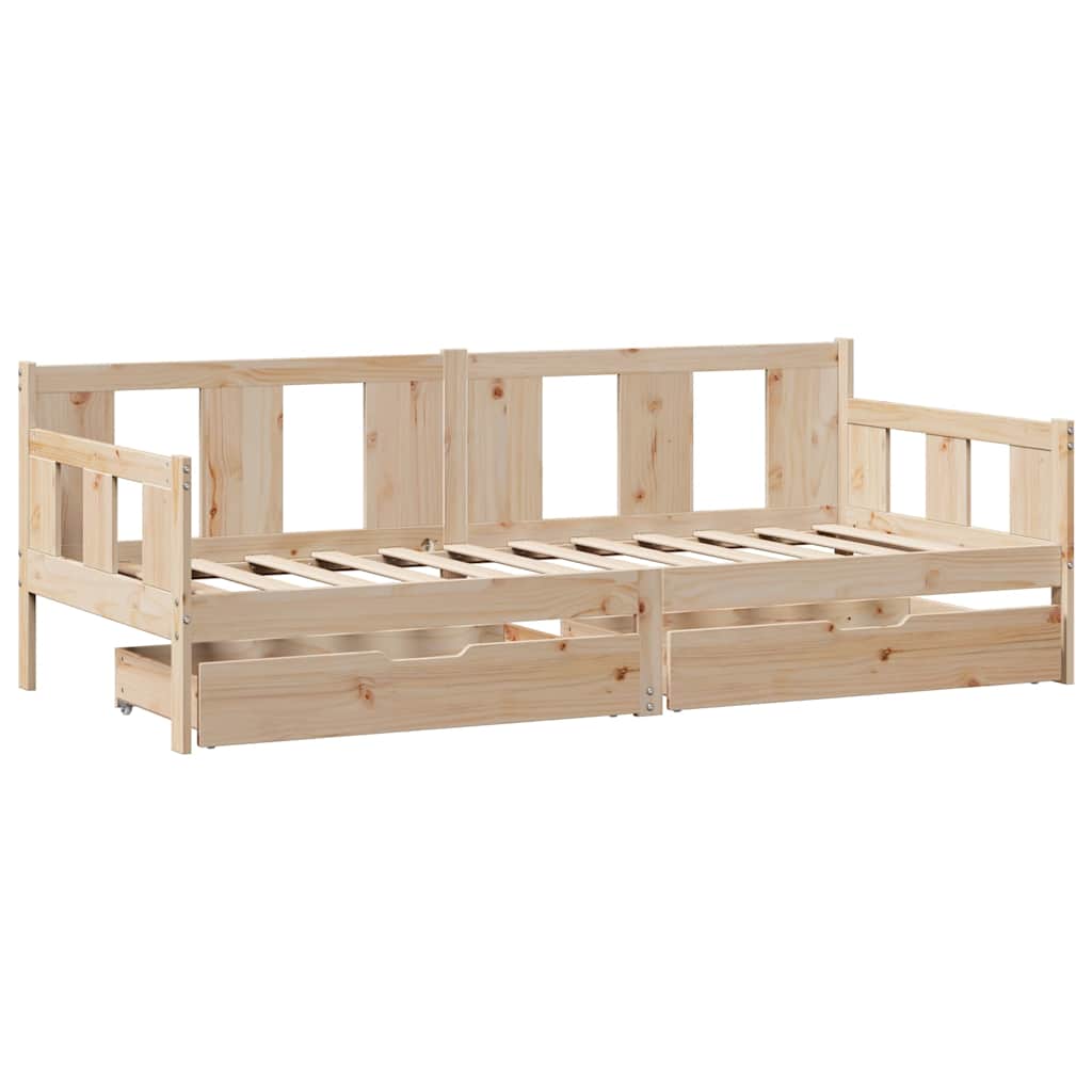 Slaapbank Met Lades Massief Grenenhout 90 x 190 cm