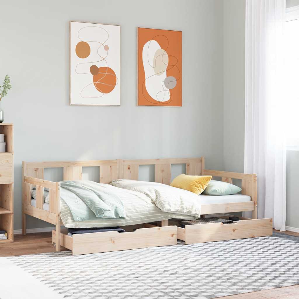 Slaapbank Met Lades Massief Grenenhout 90 x 190 cm