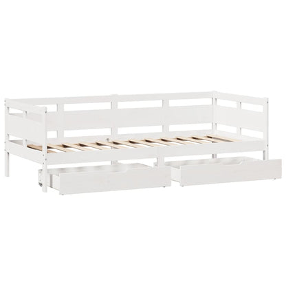 Slaapbank met lades 90x200 cm massief grenenhout wit