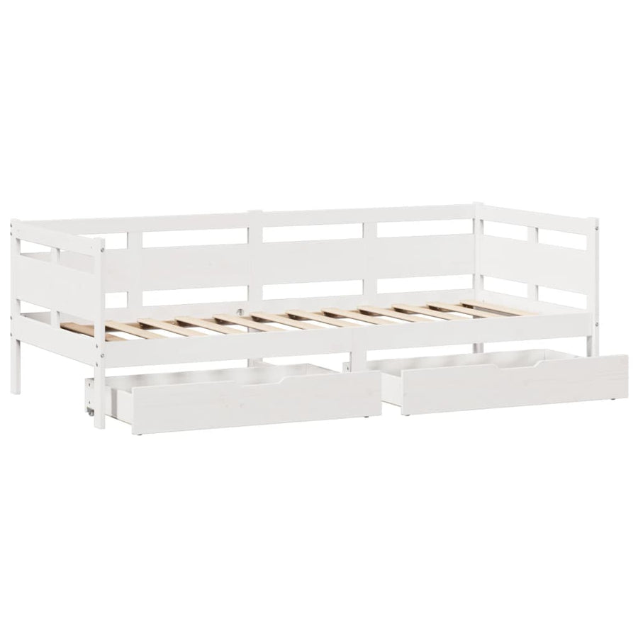 Slaapbank met lades 90x200 cm massief grenenhout wit