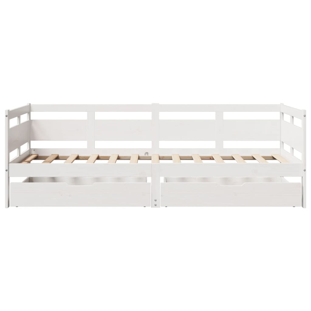 Slaapbank met lades 80x200 cm massief grenenhout wit