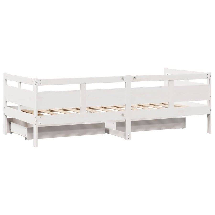 Slaapbank met lades 80x200 cm massief grenenhout wit