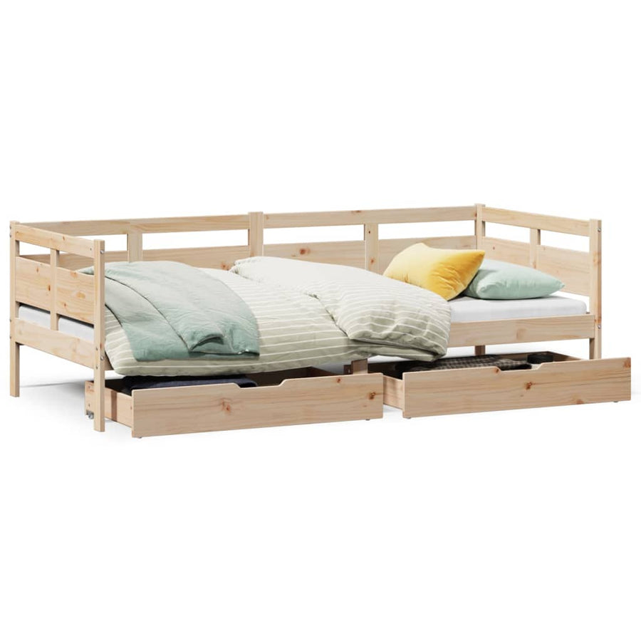 Slaapbank met lades 90x190 cm massief grenenhout
