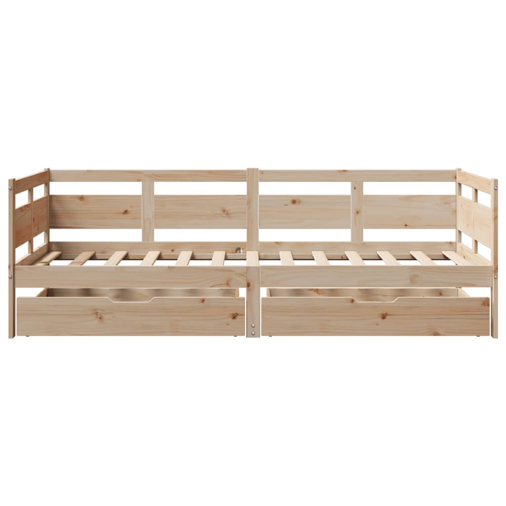 Slaapbank met lades 90x190 cm massief grenenhout
