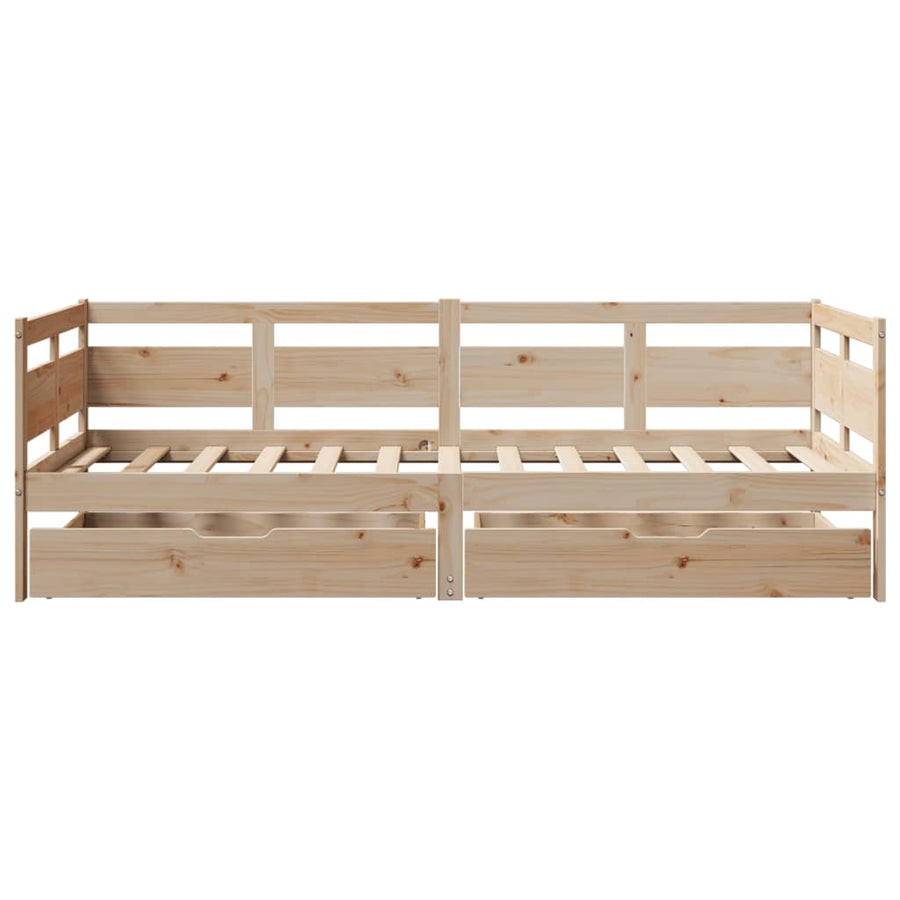 Slaapbank met lades 90x190 cm massief grenenhout